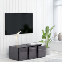 Mobile Porta TV Grigio Lucido 80x34x30 cm in Legno Multistrato 801867