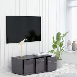 Mobile Porta TV Grigio Lucido 80x34x30 cm in Legno Multistrato 801867