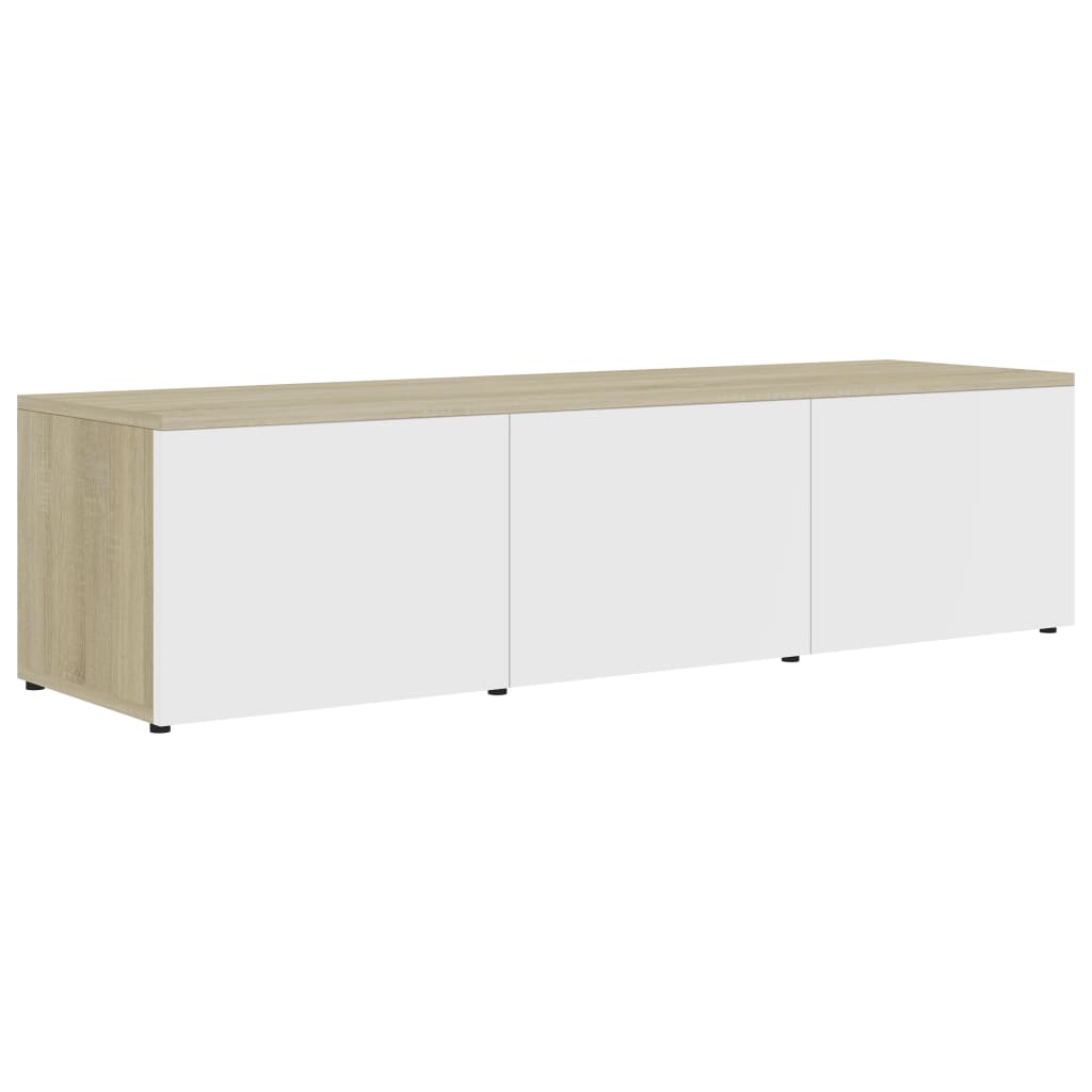 Mobile Porta TV Bianco e Rovere Sonoma 120x34x30 cm Truciolato cod mxl 59354
