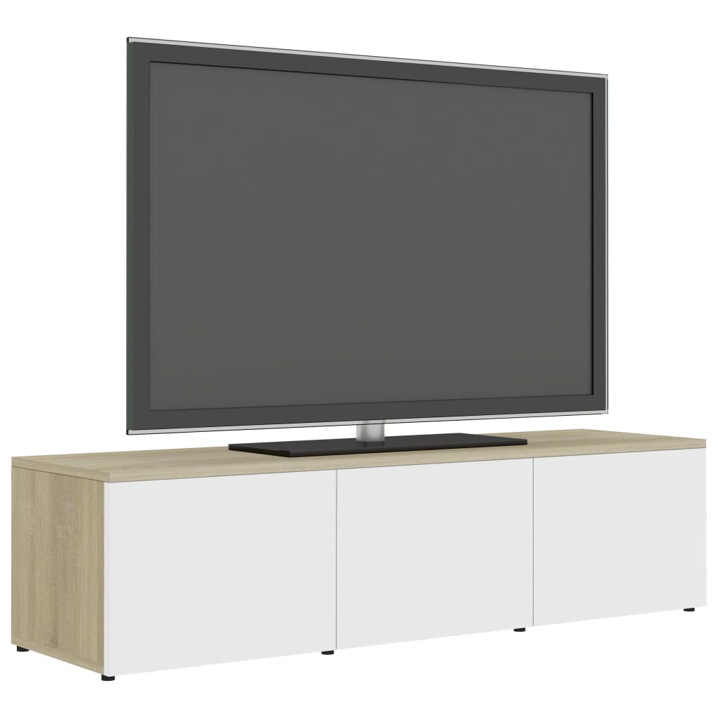 Mobile Porta TV Bianco e Rovere Sonoma 120x34x30 cm Truciolato cod mxl 59354