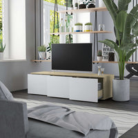 Mobile Porta TV Bianco e Rovere Sonoma 120x34x30 cm Truciolato cod mxl 59354
