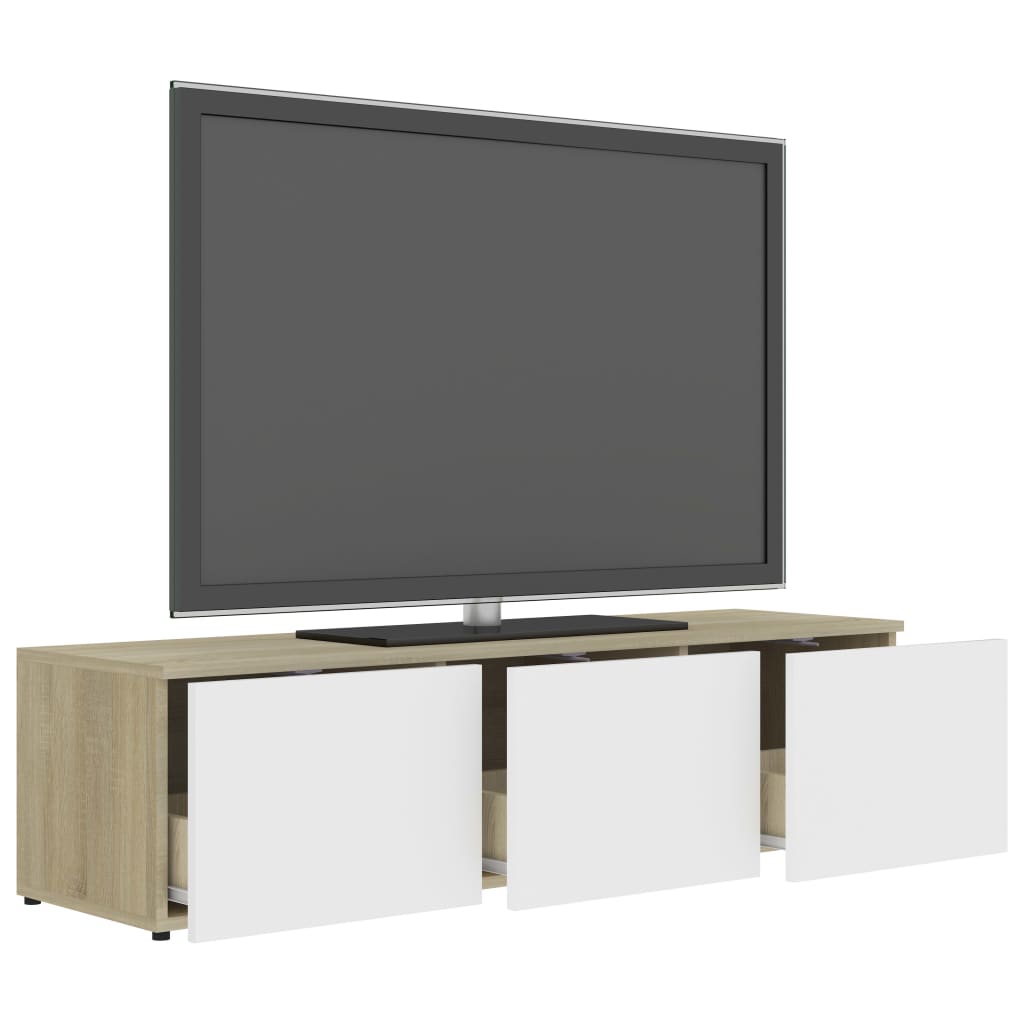 Mobile Porta TV Bianco e Rovere Sonoma 120x34x30 cm Truciolato cod mxl 59354