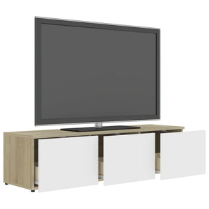 Mobile Porta TV Bianco e Rovere Sonoma 120x34x30 cm Truciolato cod mxl 59354