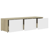Mobile Porta TV Bianco e Rovere Sonoma 120x34x30 cm Truciolato cod mxl 59354