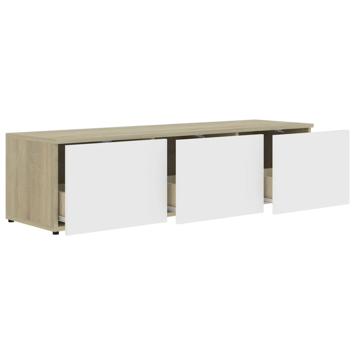 Mobile Porta TV Bianco e Rovere Sonoma 120x34x30 cm Truciolato cod mxl 59354