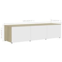 Mobile Porta TV Bianco e Rovere Sonoma 120x34x30 cm Truciolato cod mxl 59354