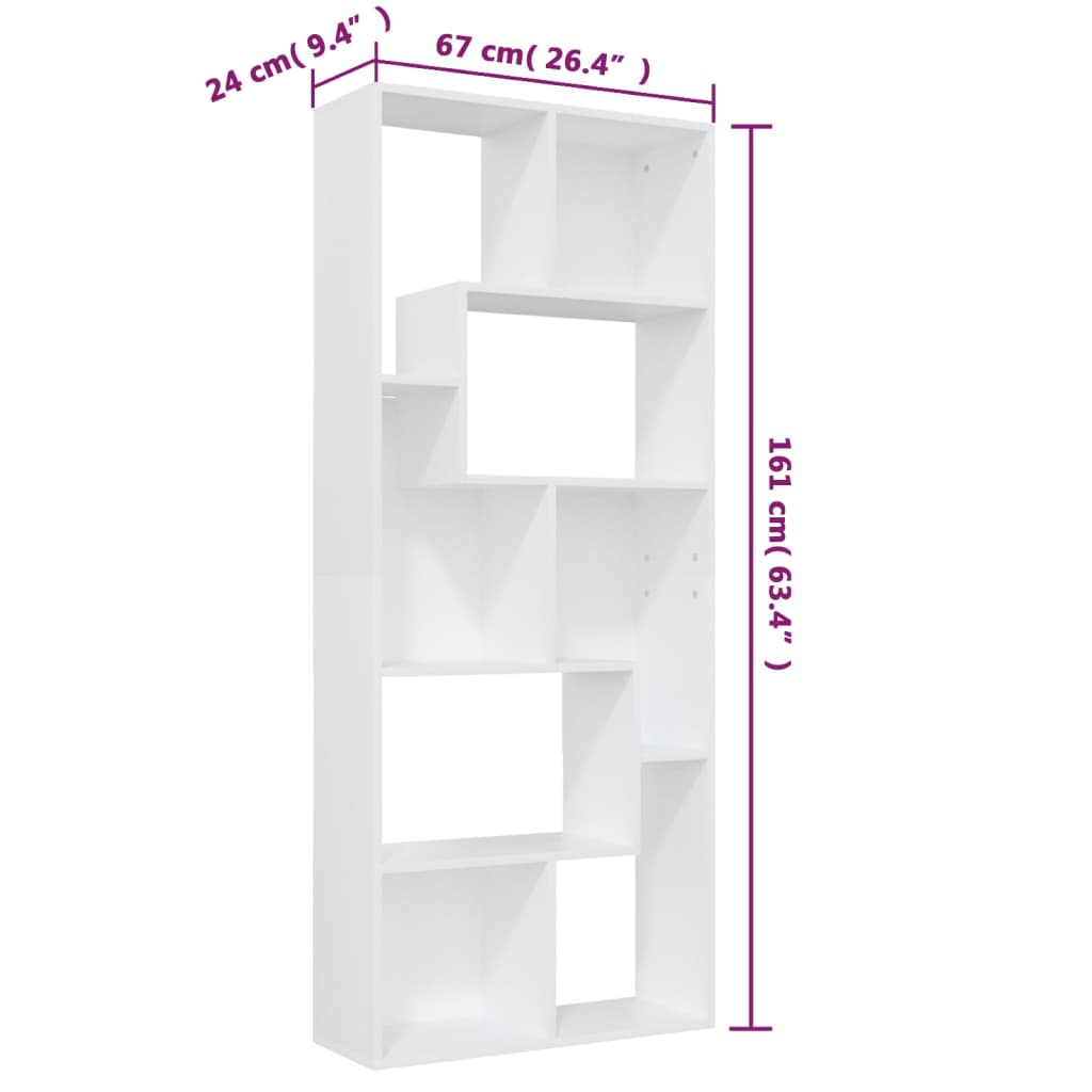 Libreria Bianca 67x24x161 cm in Legno Multistrato 801877