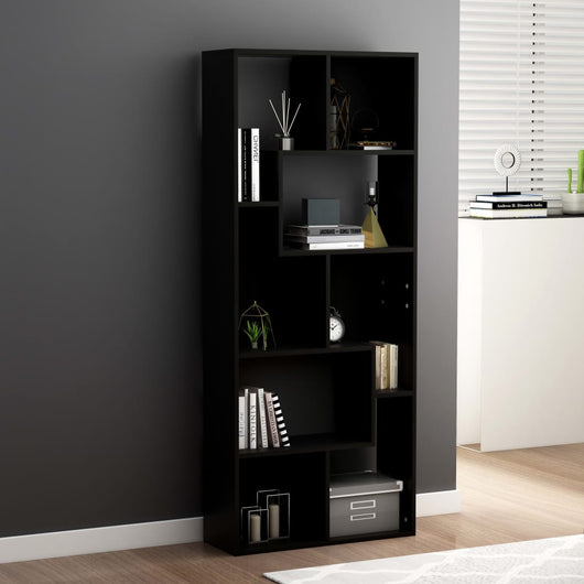 Libreria Nera 67x24x161 cm in Legno Multistrato 801878