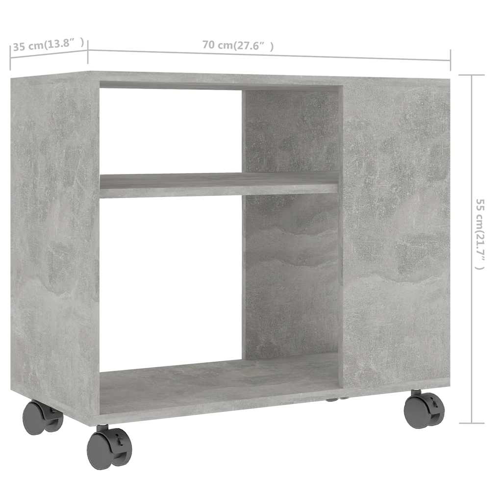 Tavolino Grigio Cemento 70x35x55 cm in Legno Multistrato