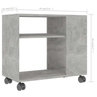 Tavolino Grigio Cemento 70x35x55 cm in Legno Multistrato