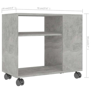 Tavolino Grigio Cemento 70x35x55 cm in Legno Multistrato
