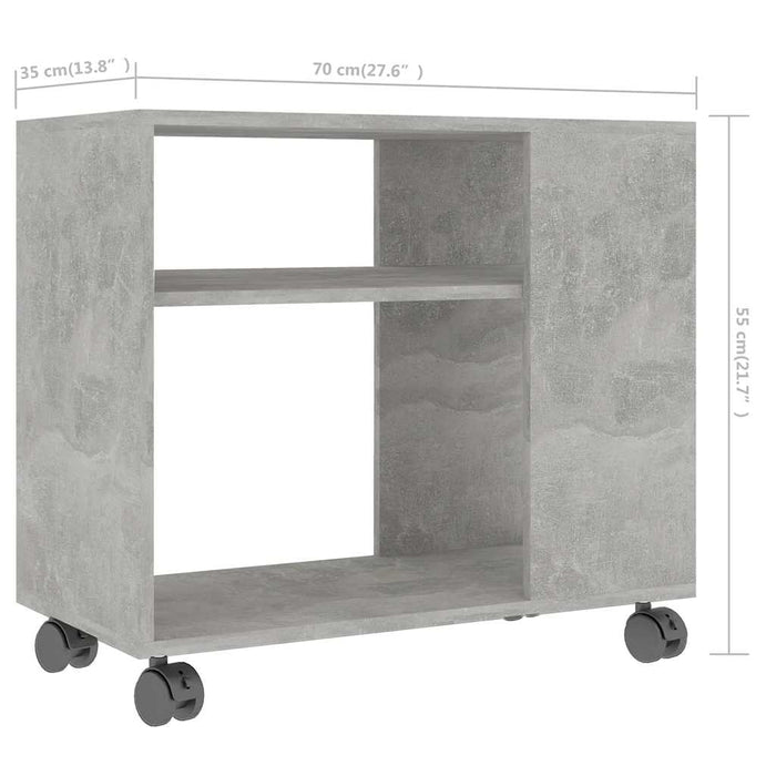 Tavolino Grigio Cemento 70x35x55 cm in Legno Multistrato