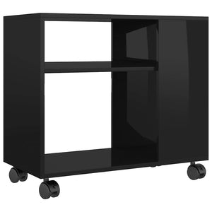 Tavolino da Salotto Nero Lucido 70x35x55cm in Legno Multistrato 802127