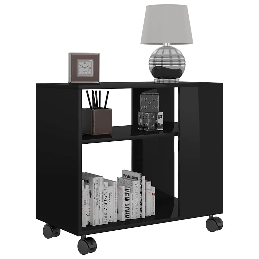 Tavolino da Salotto Nero Lucido 70x35x55cm in Legno Multistrato 802127