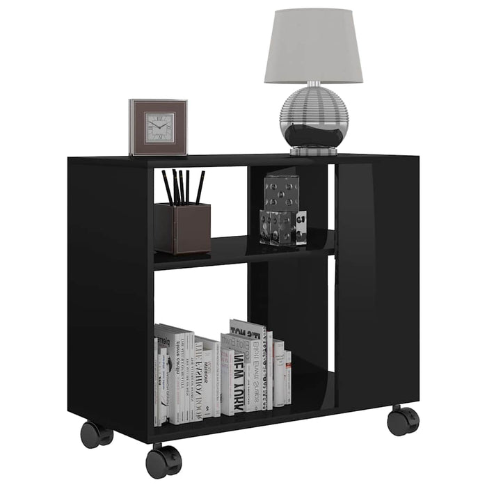 Tavolino da Salotto Nero Lucido 70x35x55cm in Legno Multistrato 802127