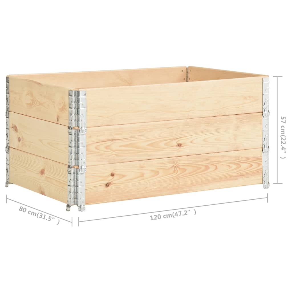 Collari per Pallet 3 pz 80x120 cm in Legno Massello di Pino 310051