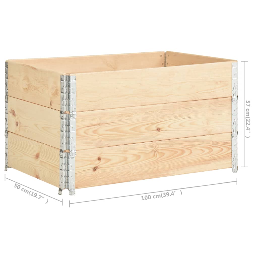 Collari per Pallet 3 pz 50x100 cm in Legno Massello di Pino 310053