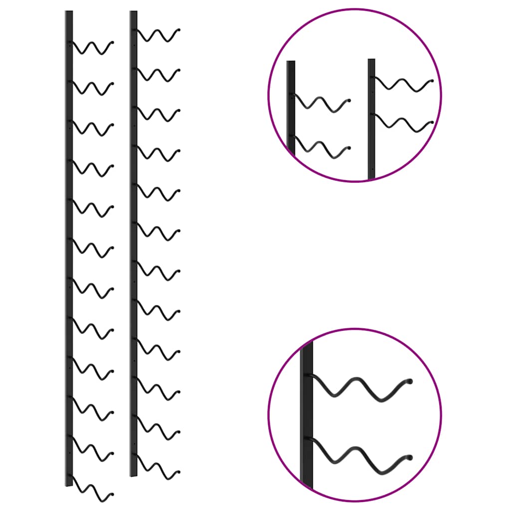 Portavini da Parete per 24 Bottiglie Nero in Ferro 289557