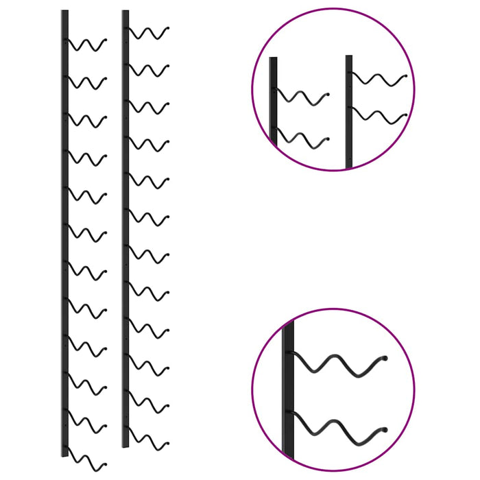 Portavini da Parete per 24 Bottiglie Nero in Ferro 289557