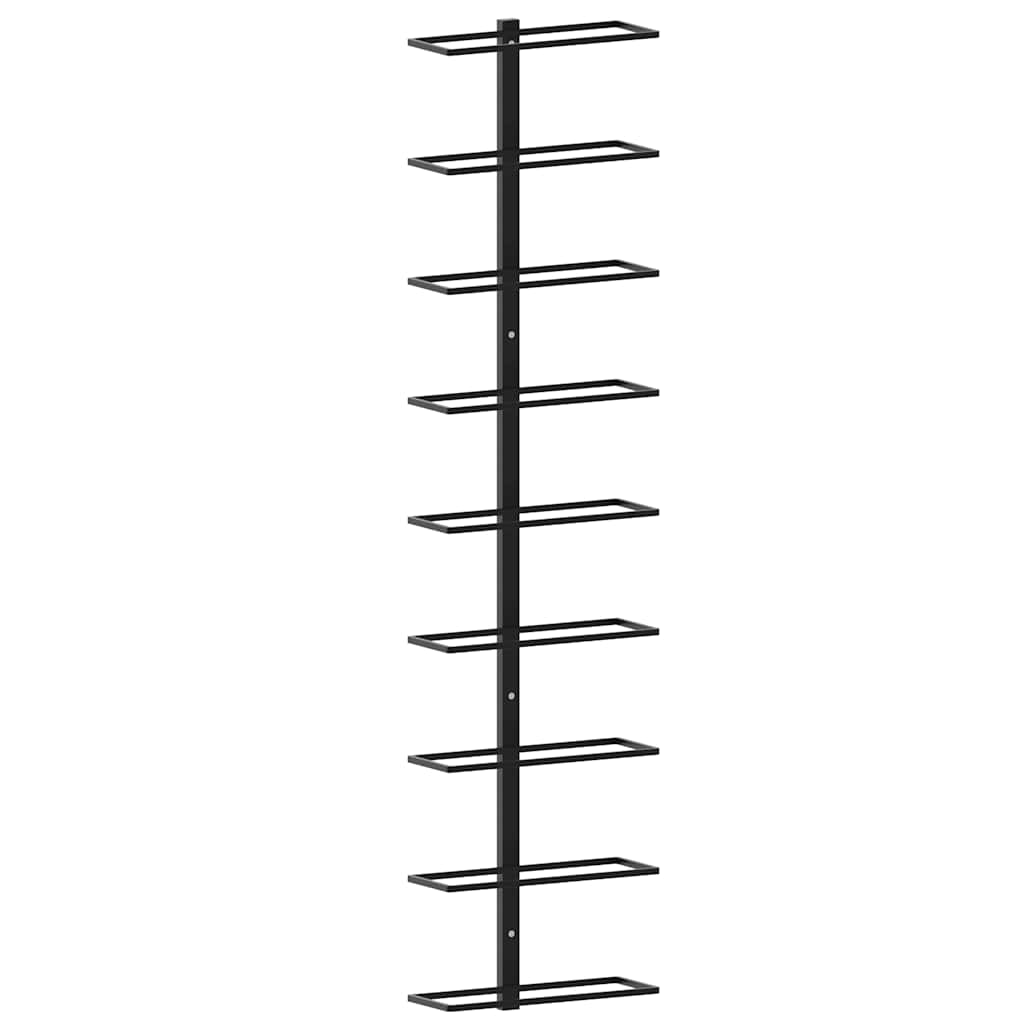 Portavini da Parete per 9 Bottiglie Nero in Ferro 289561