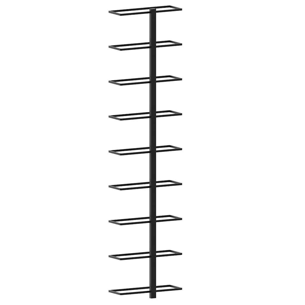 Portavini da Parete per 9 Bottiglie Nero in Ferro 289561