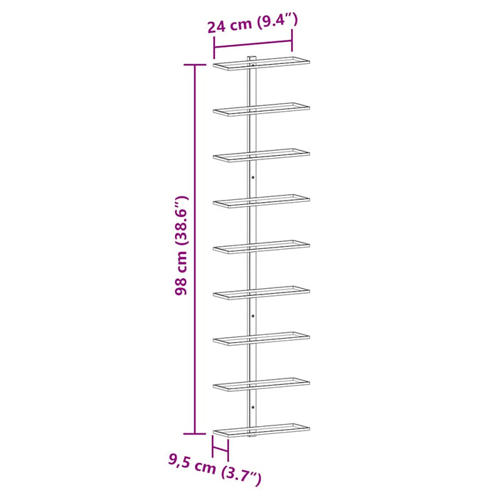 Portavini da Parete per 9 Bottiglie Nero in Ferro 289561