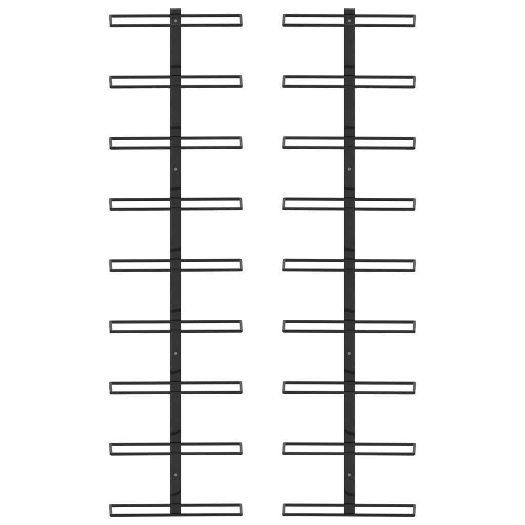 Portavini da Parete per 18 Bottiglie 2 pz Nero in Ferro  cod mxl 52777