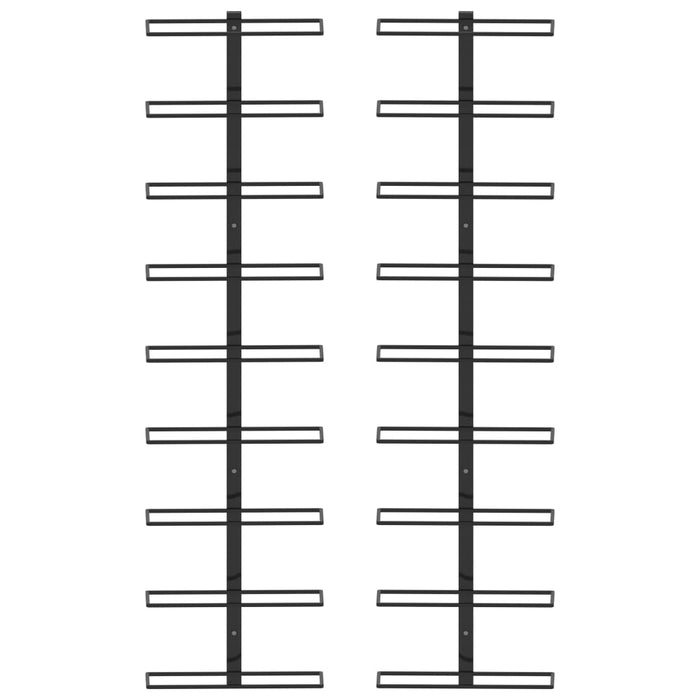 Portavini da Parete per 18 Bottiglie 2 pz Nero in Ferro 289562