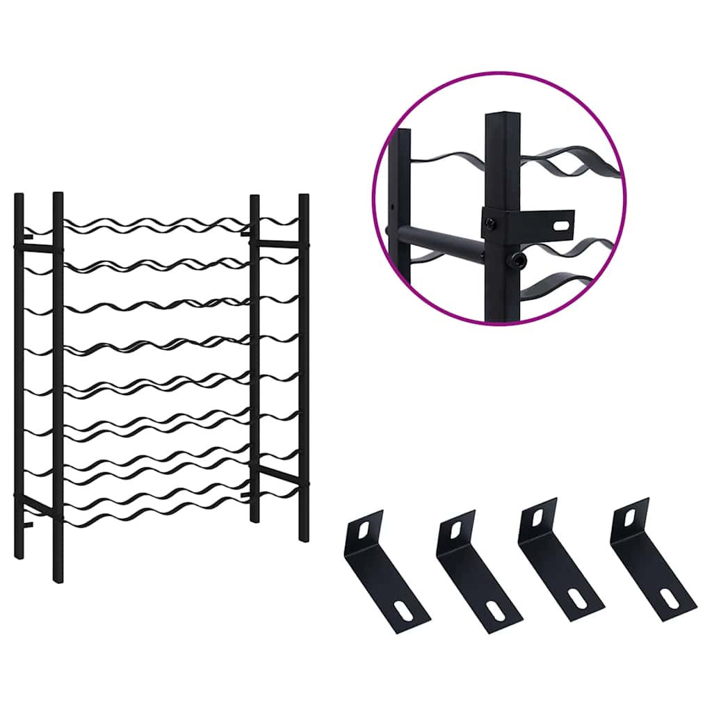 Portabottiglie per 48 Bottiglie di Vino Nero in Metallo 289563