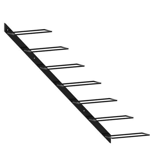 Portavini da Parete per 7 Bottiglie Nero in Metallo 289564