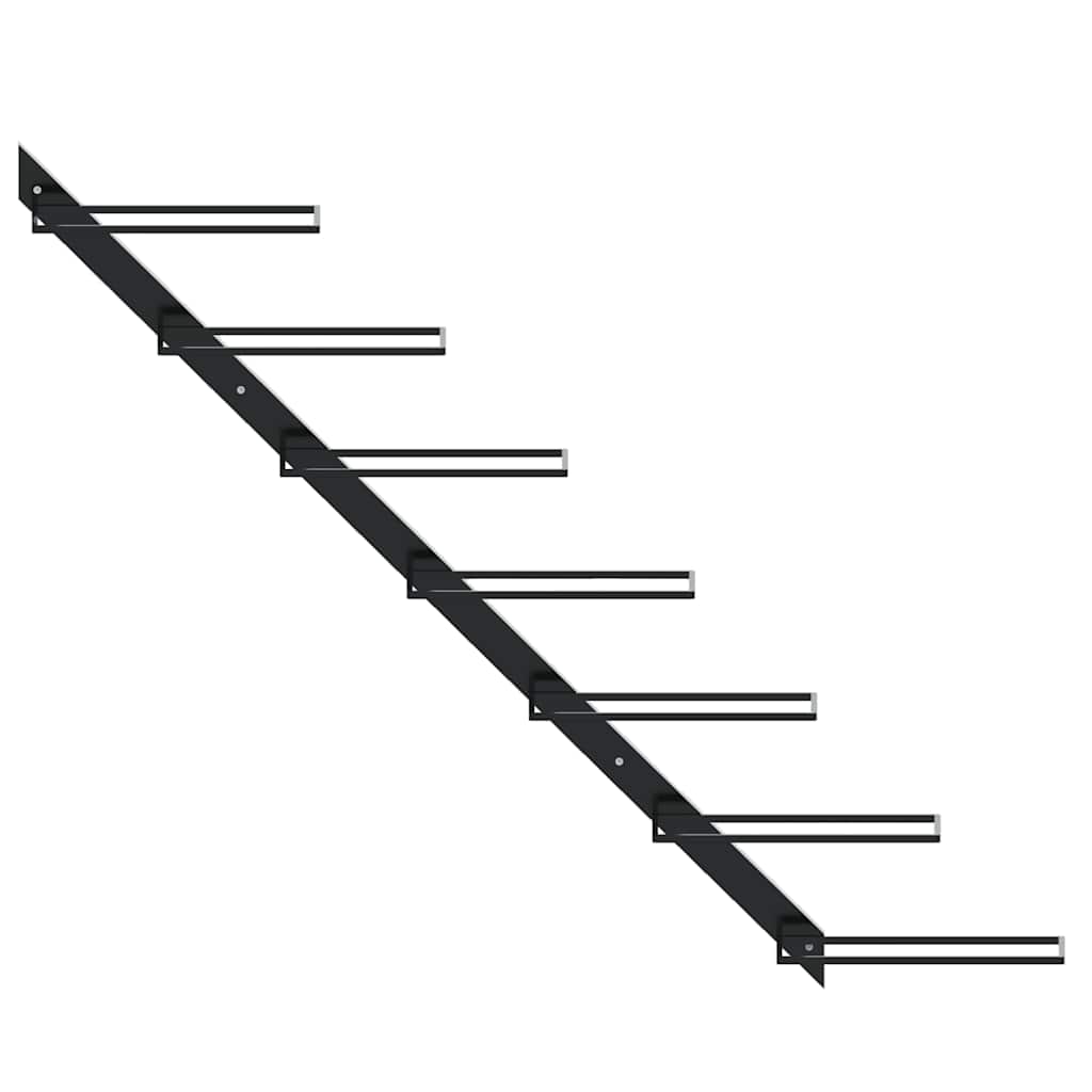 Portavini da Parete per 7 Bottiglie Nero in Metallo 289564