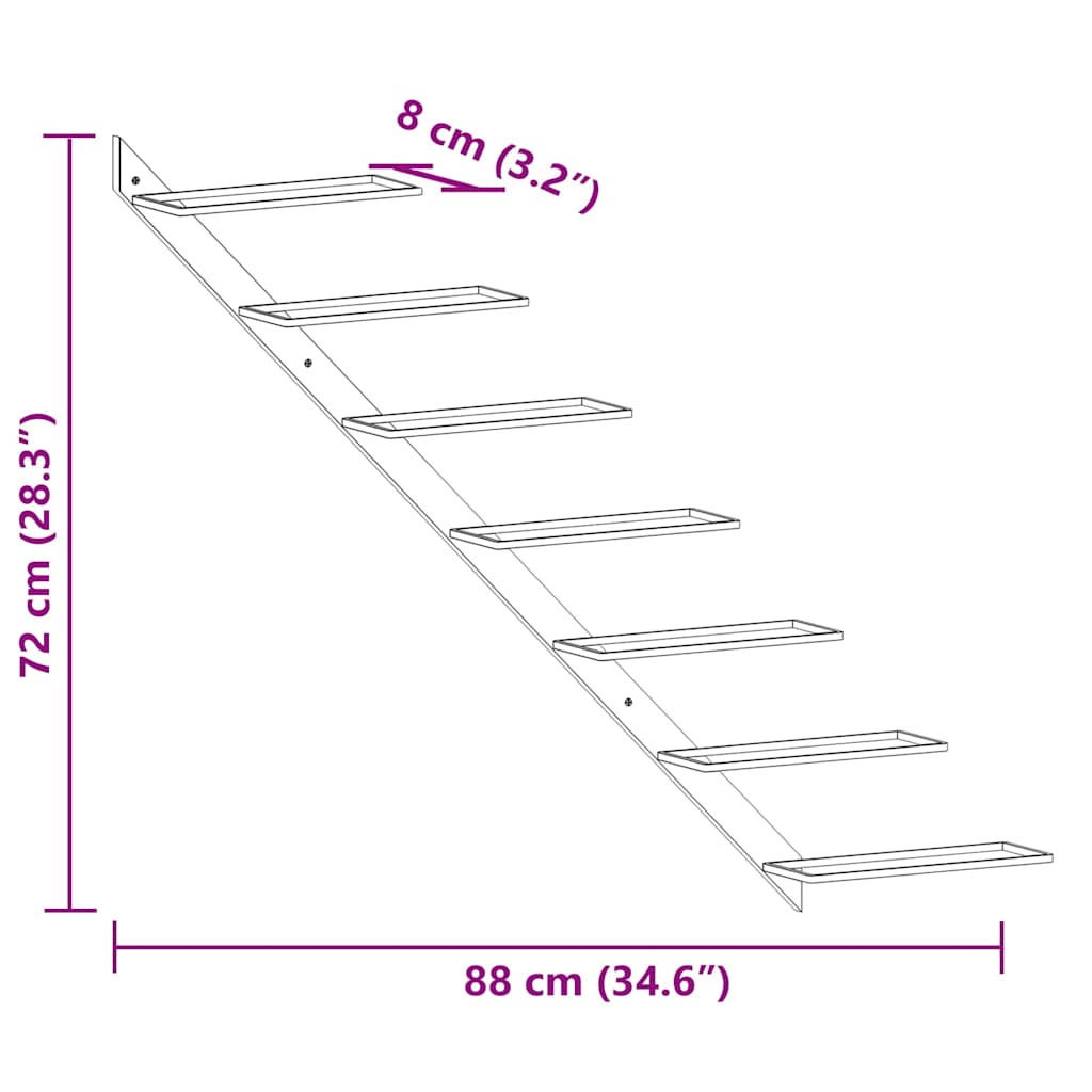 Portavini da Parete per 7 Bottiglie Nero in Metallo 289564