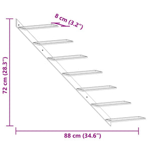 Portavini da Parete per 7 Bottiglie Nero in Metallo 289564