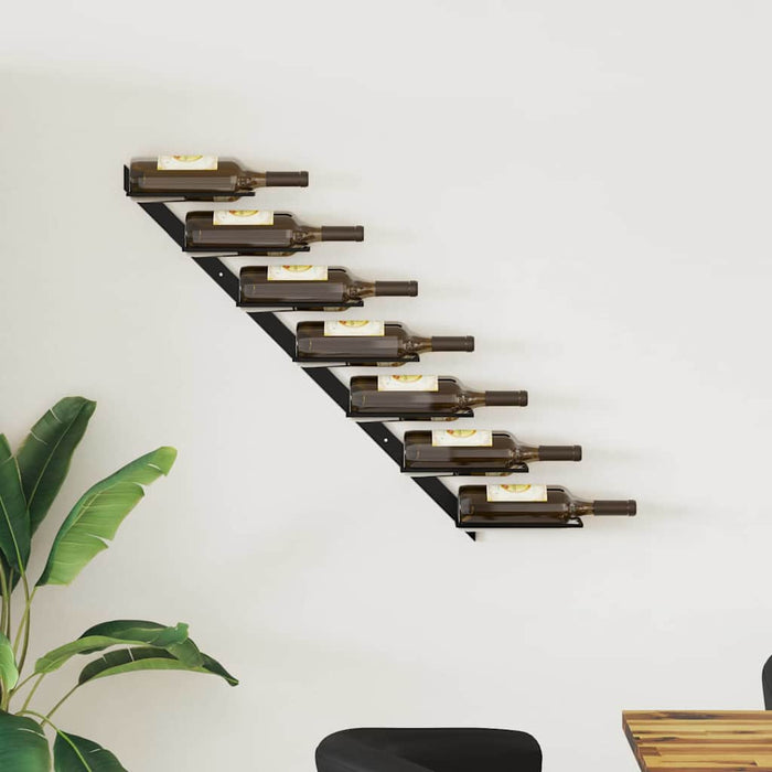 Portavini da Parete per 7 Bottiglie Nero in Metallo 289564