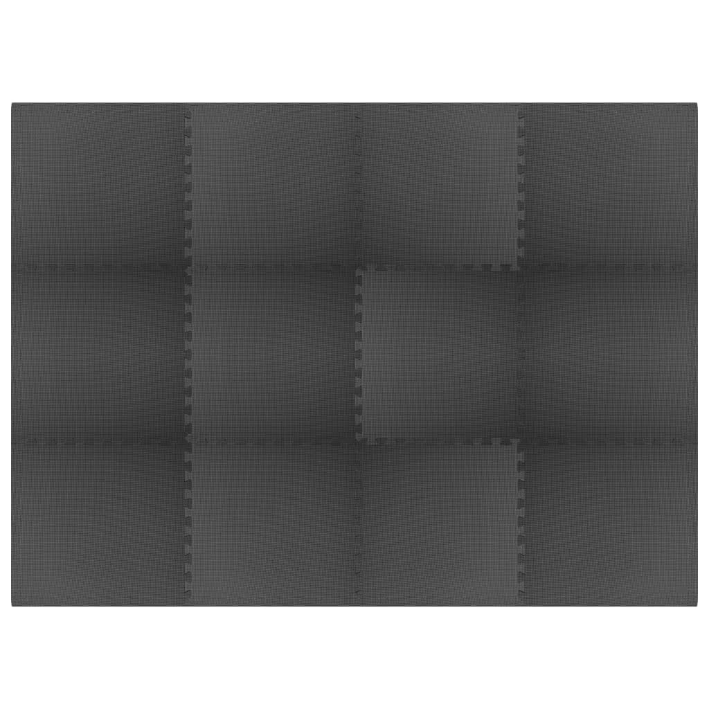 Tappetino a Incastro 12 pz 4,32 m² in Schiuma EVA Nera 92462