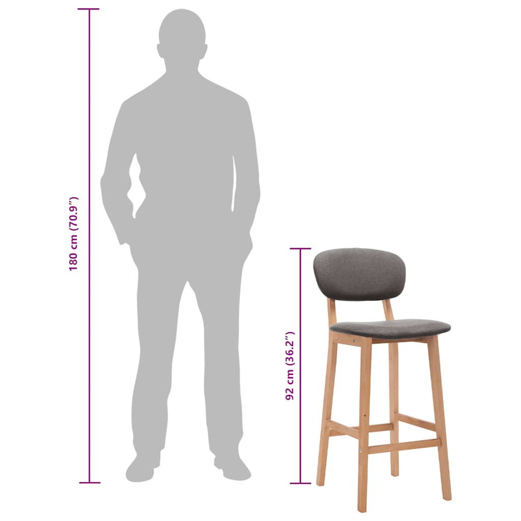 Sgabelli da Bar 2 pz Grigio Chiaro in Tessuto 289367