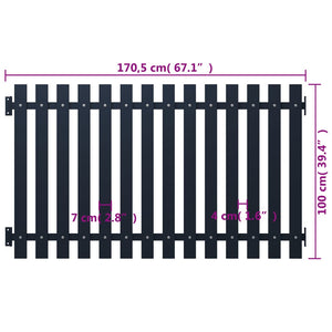 Pannello di Recinzione Antracite 170,5x100cm Acciaio Verniciato cod mxl 21586