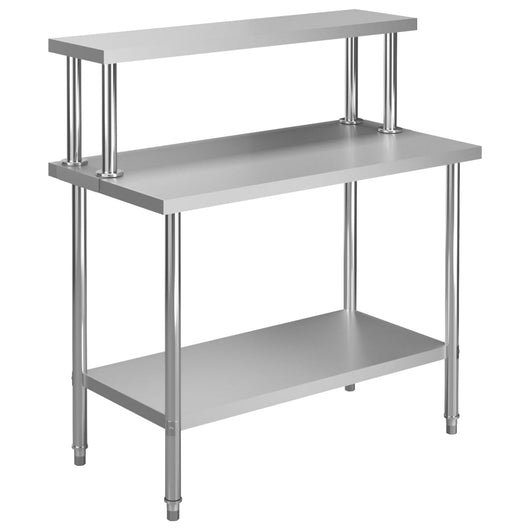 Tavolo da lavoro da cucina con ripiano 120 x 60 x 120 cm acciaio inox 02_0001918