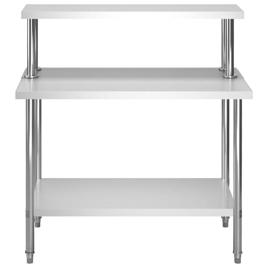 Tavolo da lavoro da cucina con ripiano 120 x 60 x 120 cm acciaio inox 02_0001918