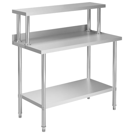 Tavolo da lavoro da cucina con ripiano 120 x 60 x 120 cm acciaio inox 02_0001919