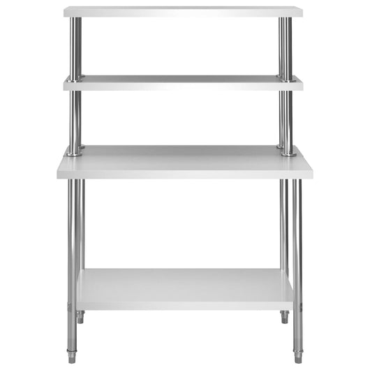 Tavolo Lavoro Cucina con Mensola 120x60x150 cm in Acciaio Inox 3054470
