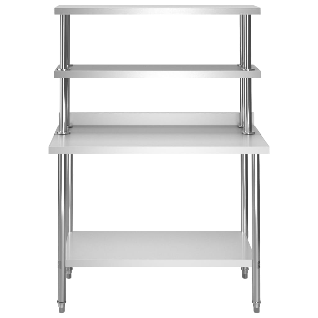 Tavolo Lavoro Cucina con Mensola 120x60x150 cm in Acciaio Inoxcod mxl 96388