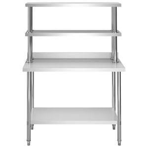 Tavolo Lavoro Cucina con Mensola 120x60x150 cm in Acciaio Inoxcod mxl 96388