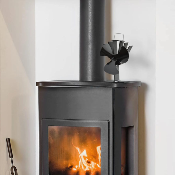 Ventola per Stufa Alimentazione a Calore 3 Lame-Ventilatore per Stufa Nero 698288