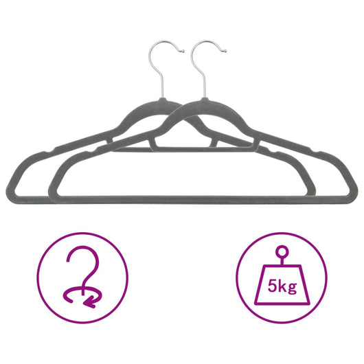 Set Appendiabiti 20 pz Antiscivolo Grigio in Velluto 289917