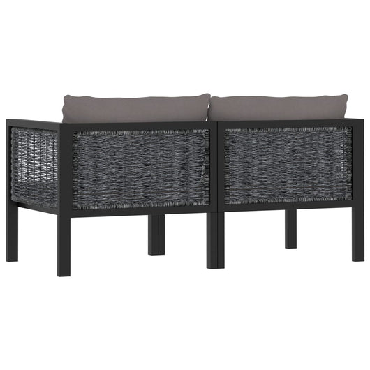 Divano a 2 Posti con Cuscini Antracite in Polyrattan 49399