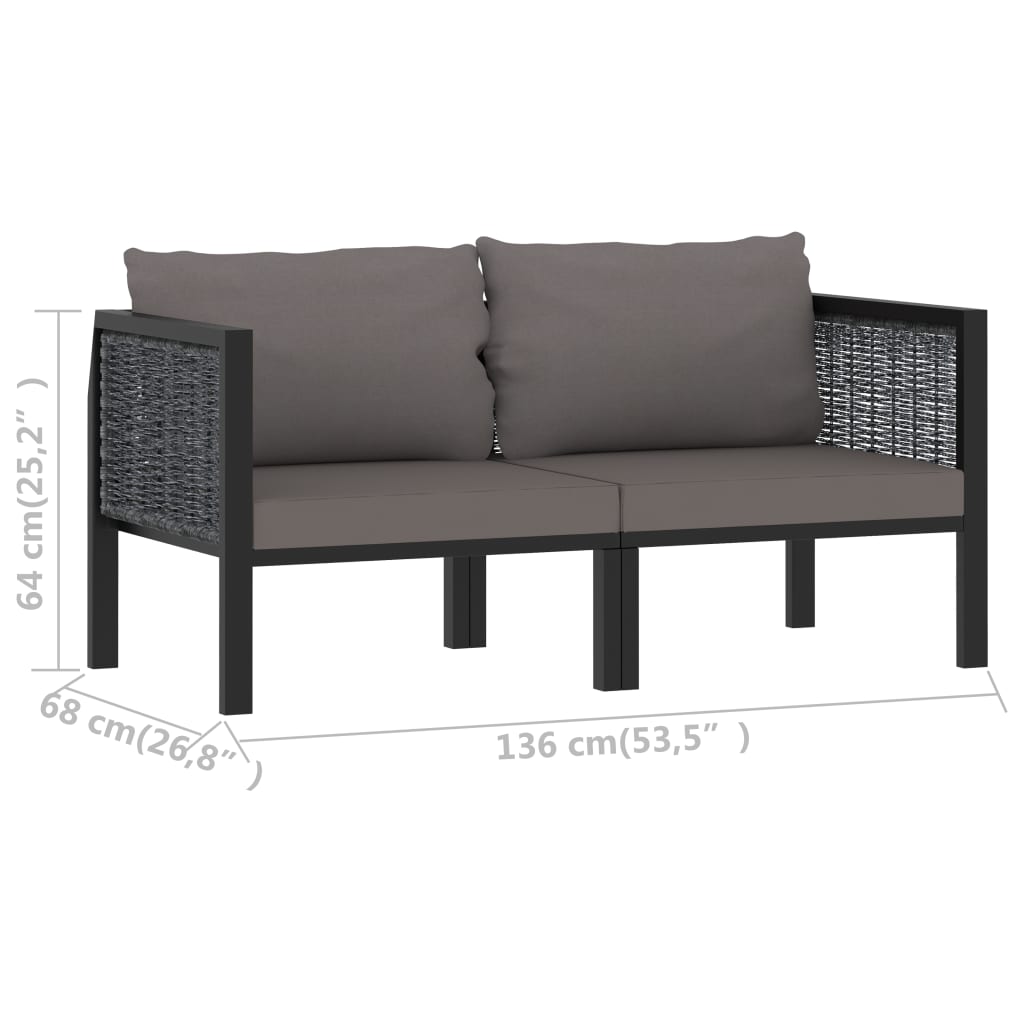 Divano a 2 Posti con Cuscini Antracite in Polyrattan cod mxl 35267