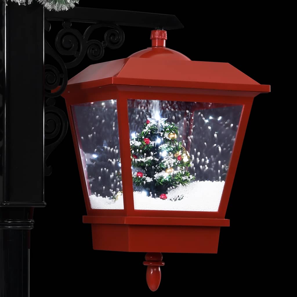 Lampione Natalizio con Babbo Natale Nero Rosso-Decorazioni natalizie 81x40x188 cm PVC