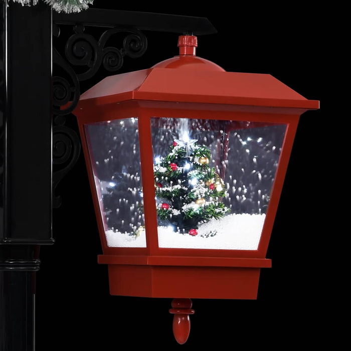 Lampione Natalizio con Babbo Natale Nero Rosso-Decorazioni natalizie 81x40x188 cm PVC