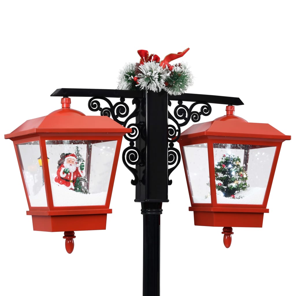 Lampione Natalizio con Babbo Natale Nero Rosso 81x40x188 cm PVC cod mxl 44997